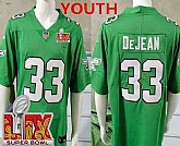 Youth Philadelphia Eagles #33 Cooper DeJean Limited Kelly Green Super Bowl LIX Vapor Jersey,baseball caps,new era cap wholesale,wholesale hats
